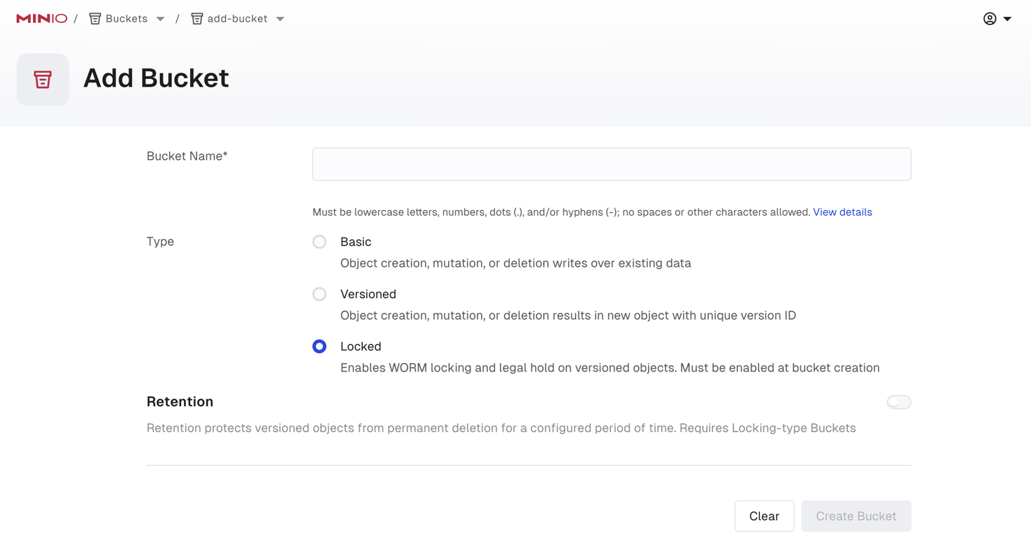 MinIO AIStor Console Bucket Management