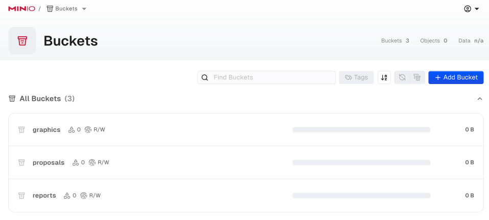 MinIO AIStor Console Bucket Management