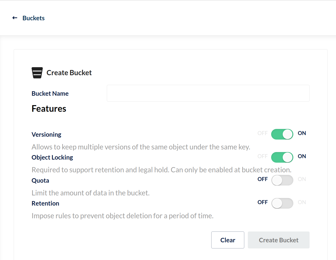 AIStor Console Bucket Management